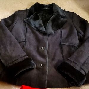 Context by Lord & Taylor Faux Suede/Fur Jacket 1X